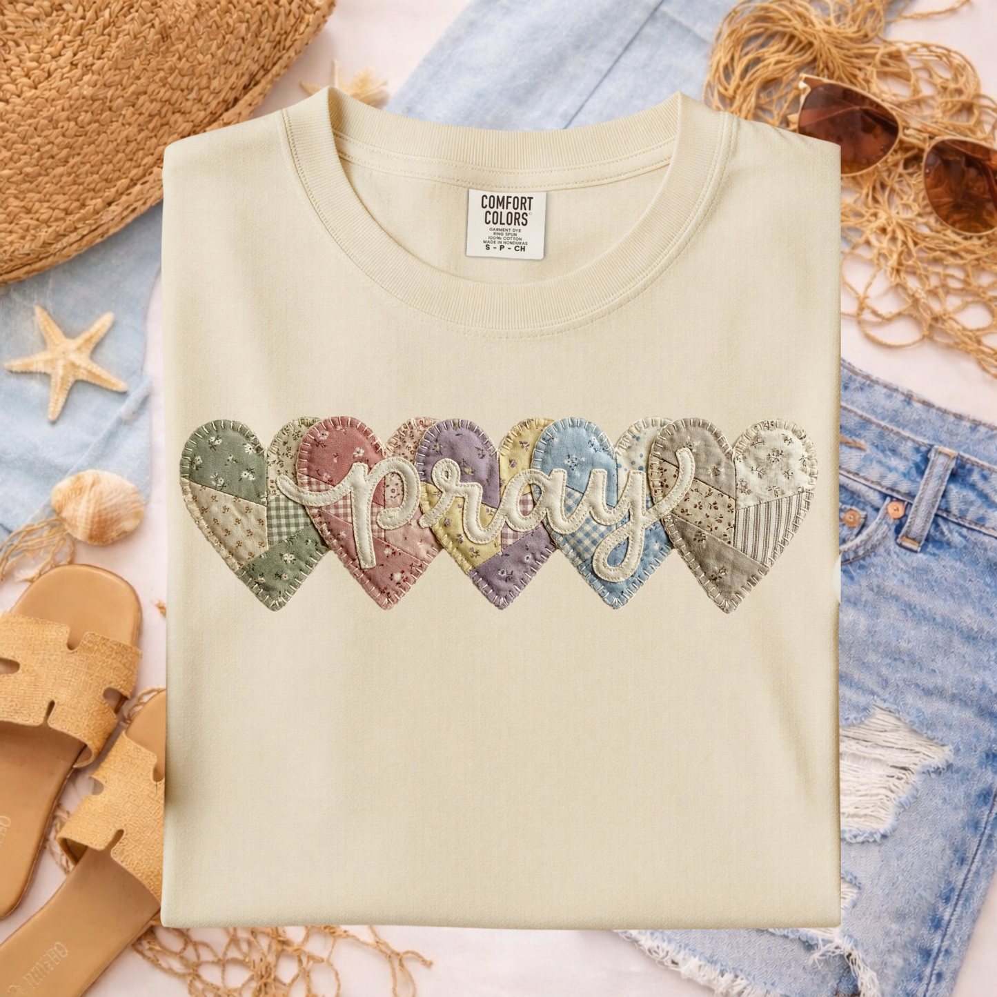 3514 - Patchwork Pray Hearts