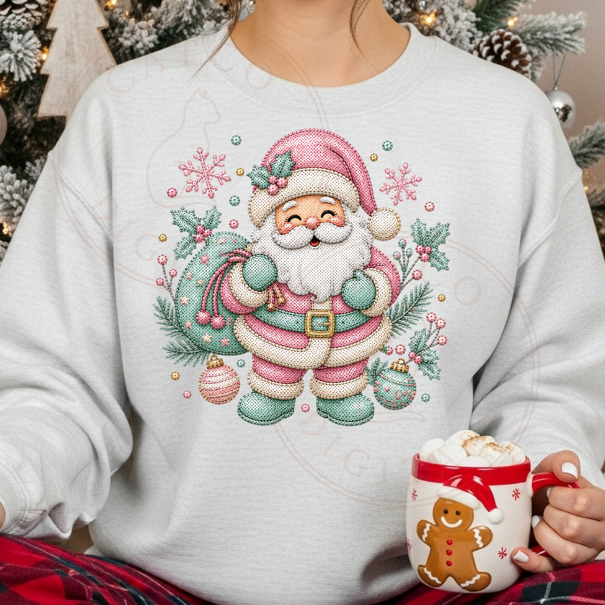 4217 - pink and mint Santa