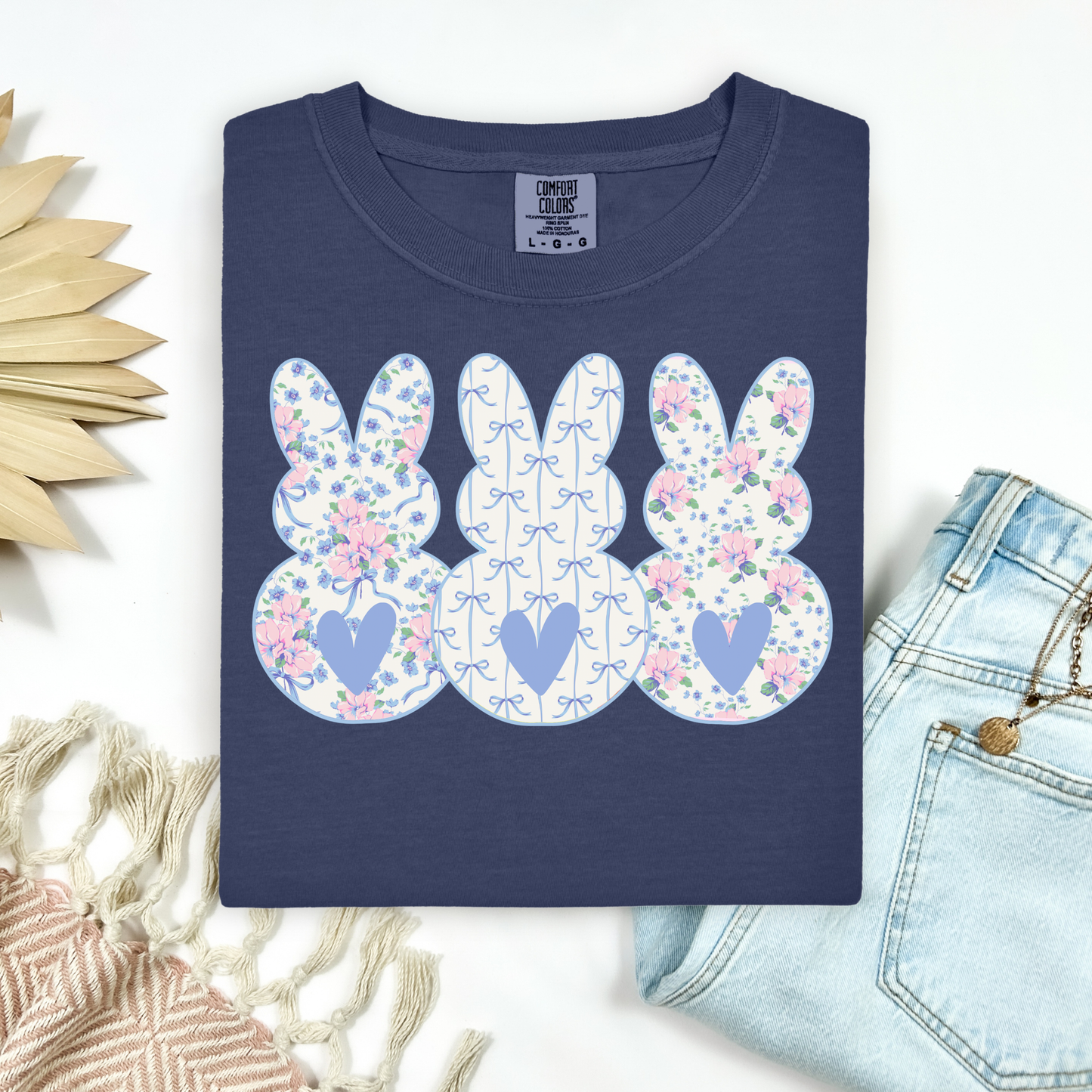 3359 - Triple Violet Floral Bunnies