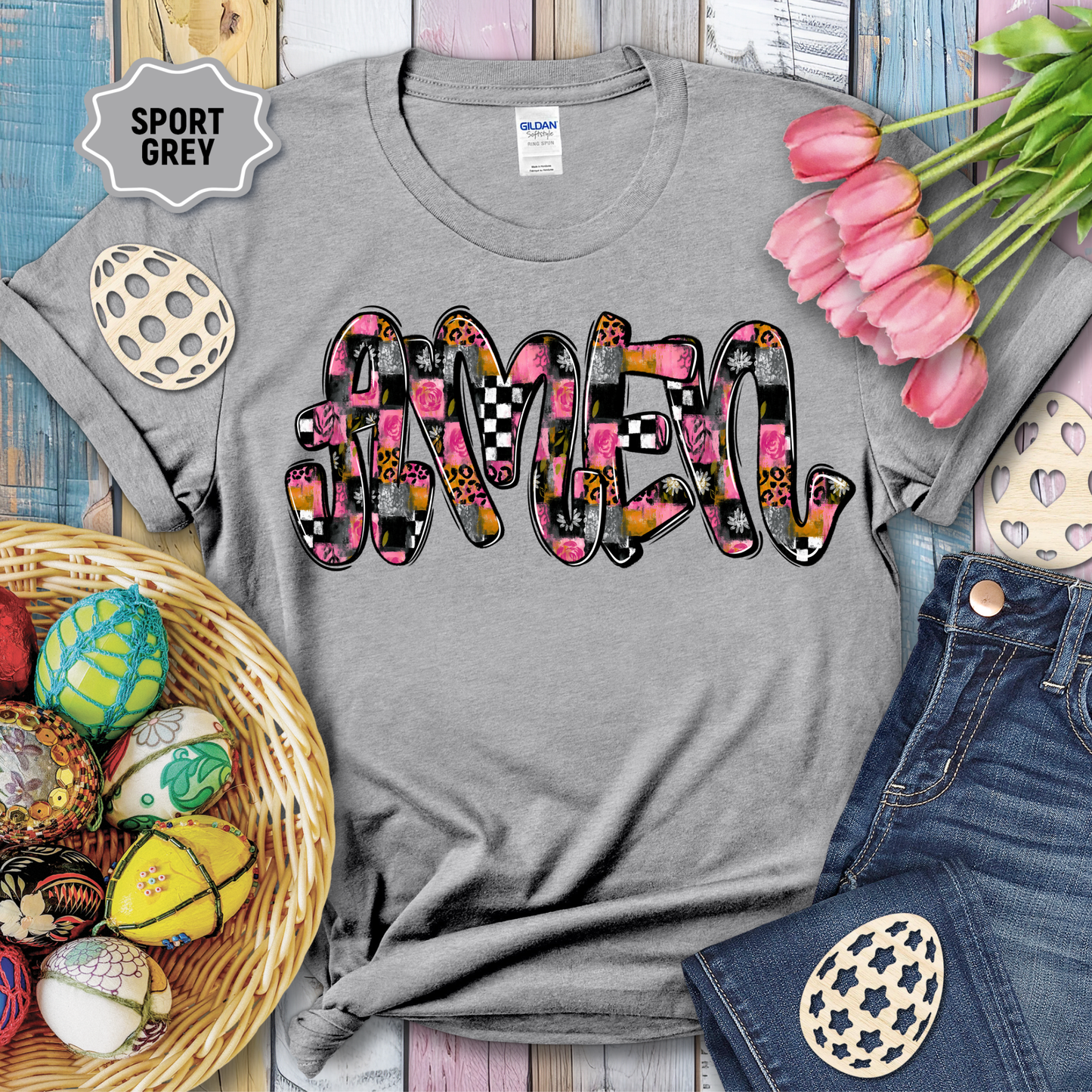 3498 - Amen - Orange, Pink & Grey