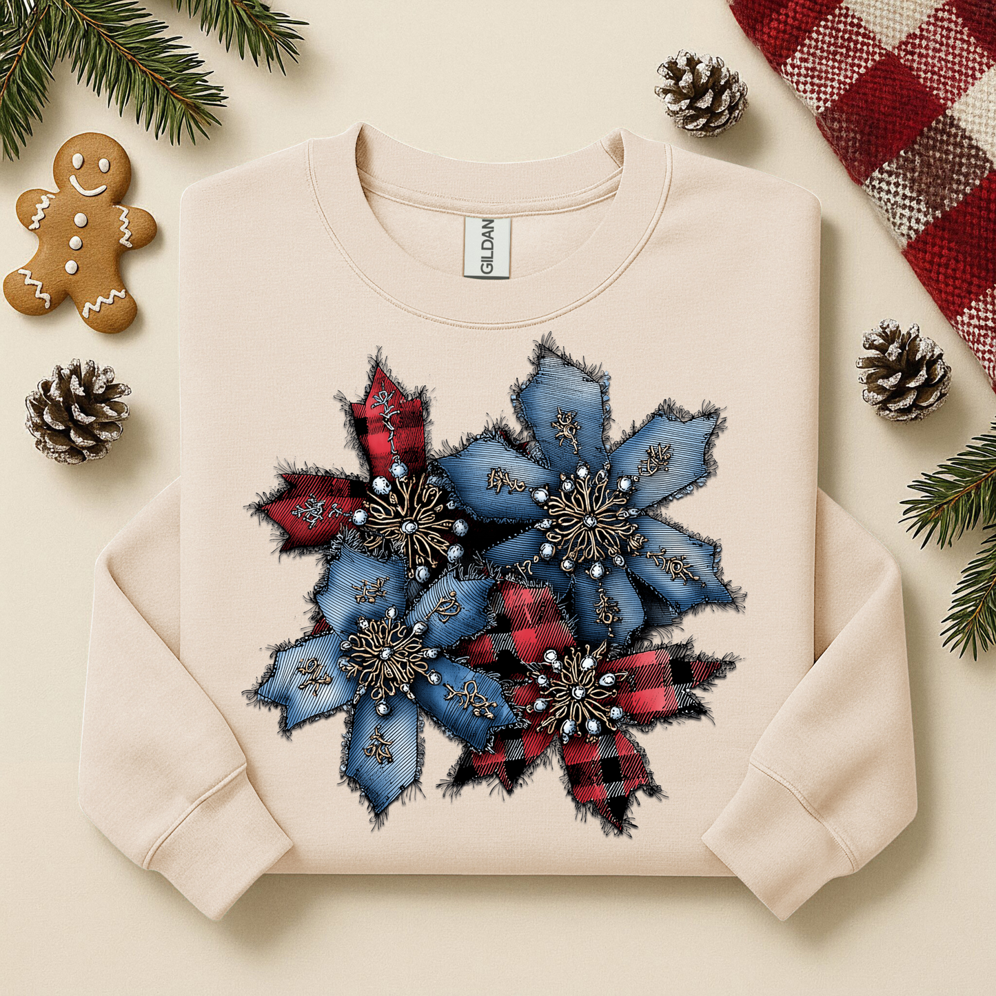 3028 - Denim Snowflakes