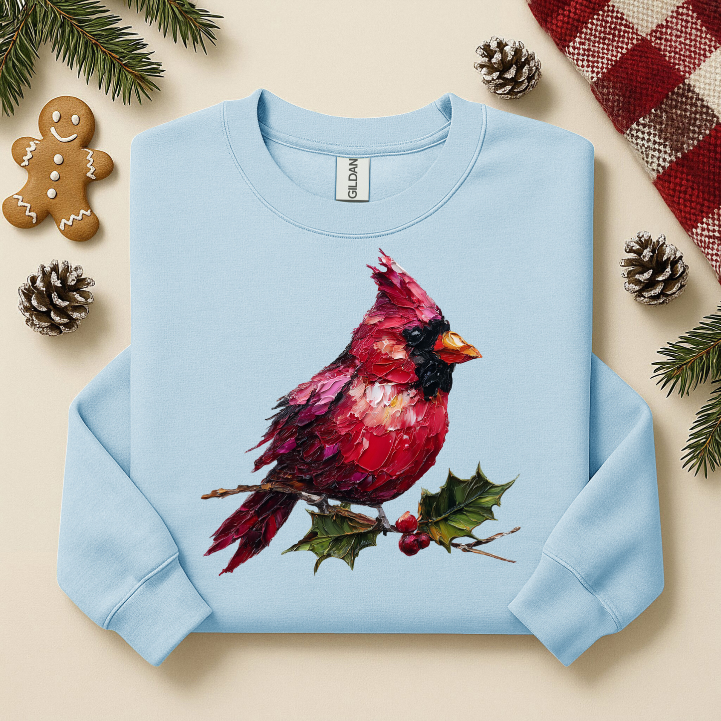 3039 - Red Cardinal on Holly Branch