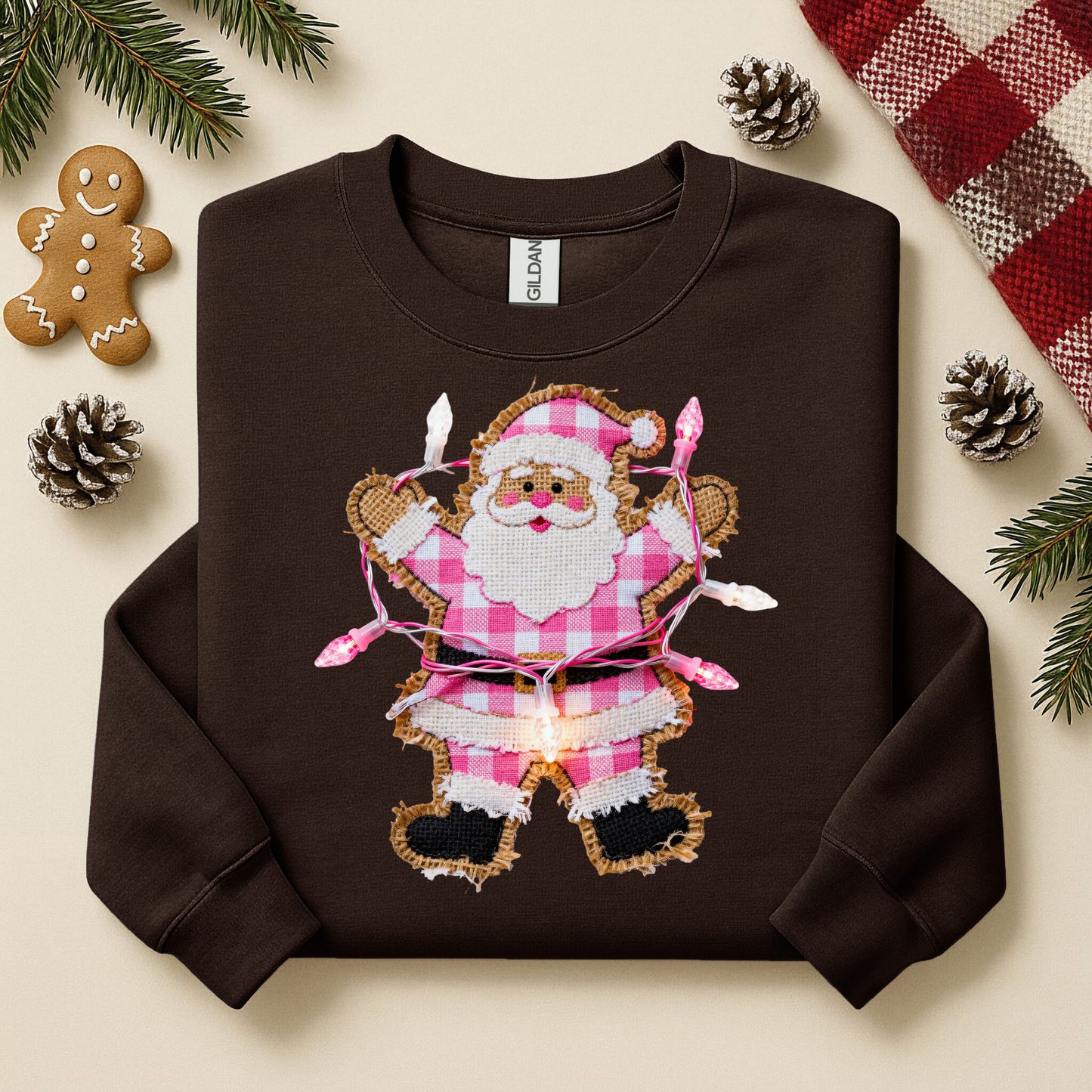 2018 - Pink Patchwork Santa