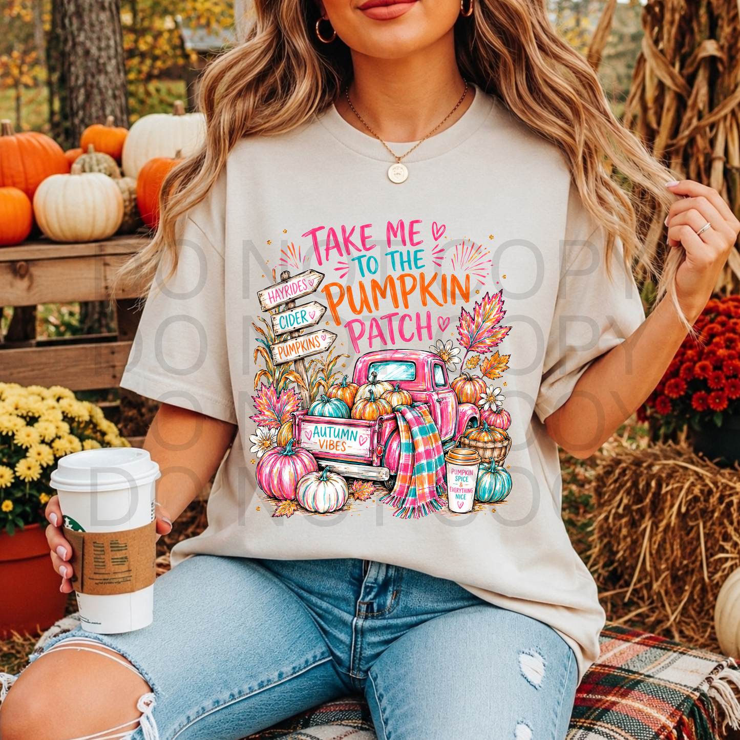 3990 - Take Me to the Pumpkin Patch Pink Truck