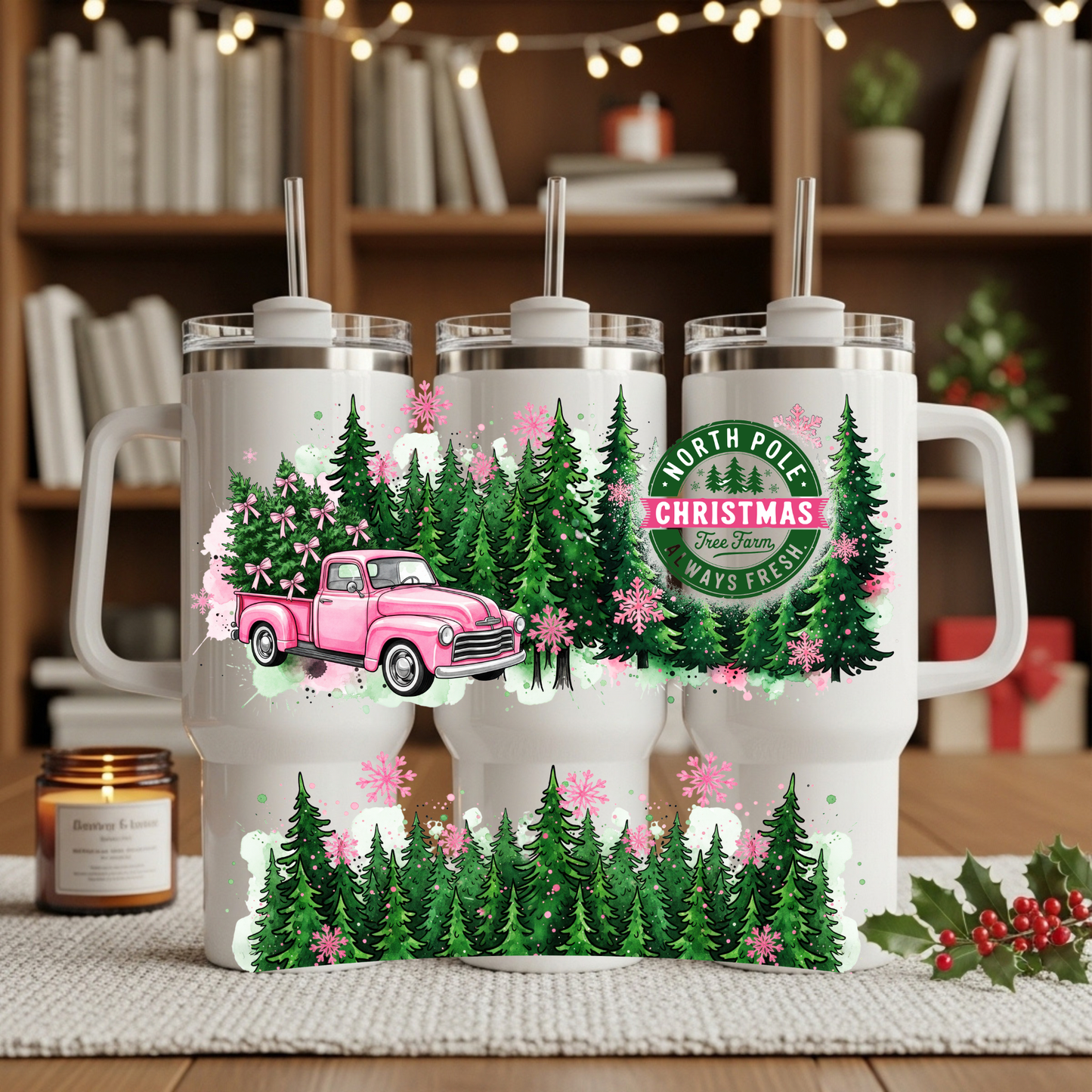 North Pole Pink Truck 40oz Tumbler