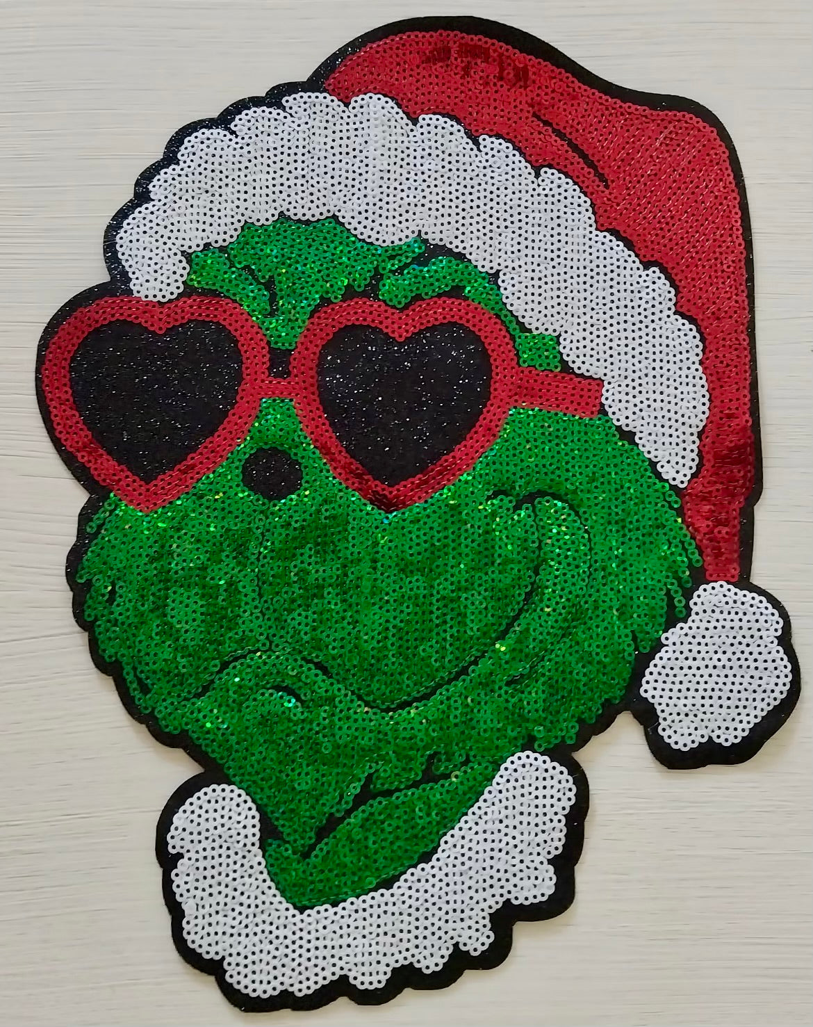 Sunglass Grinch Sequin Patch