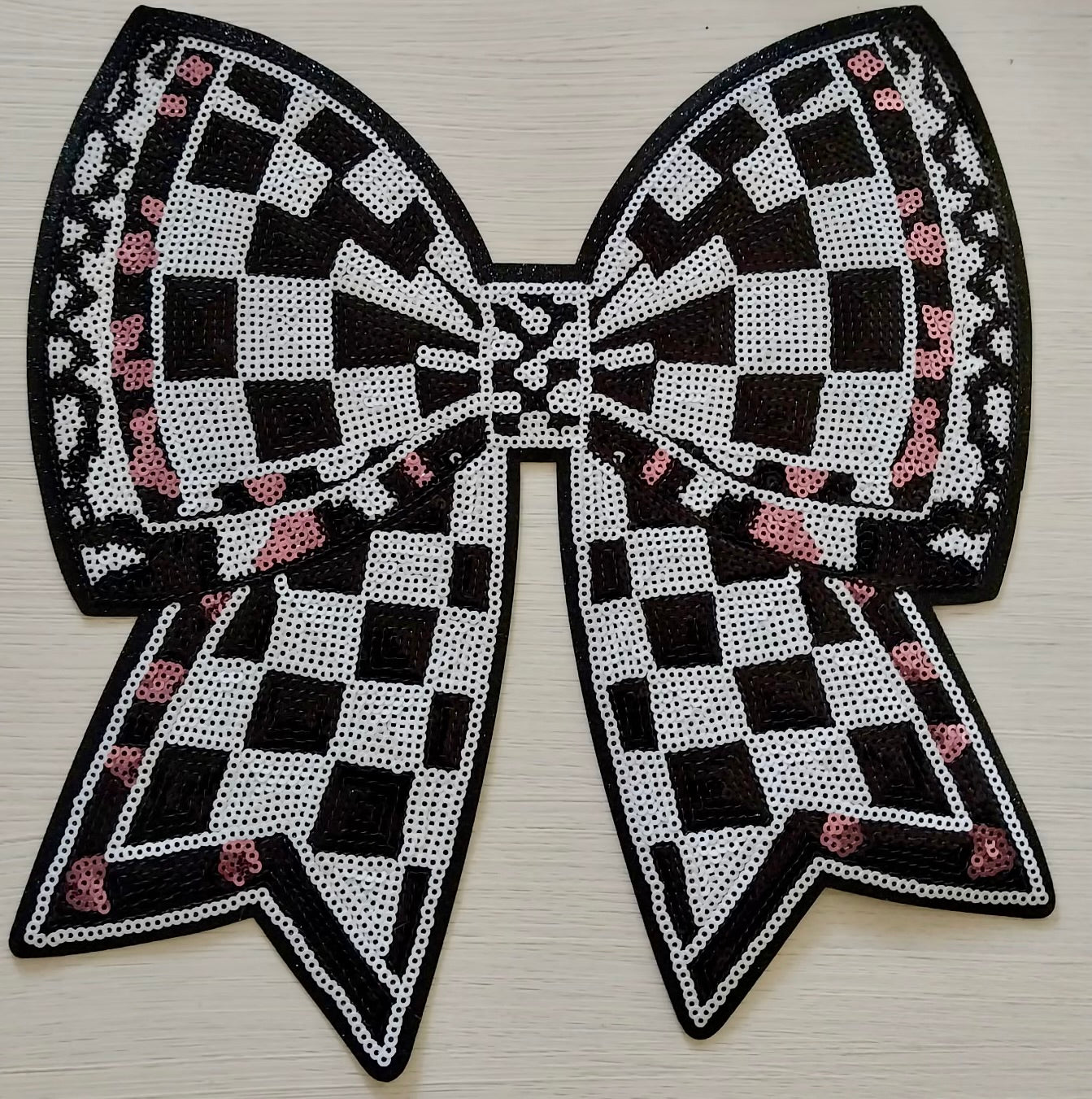 Checkered Sequin Bow Patch