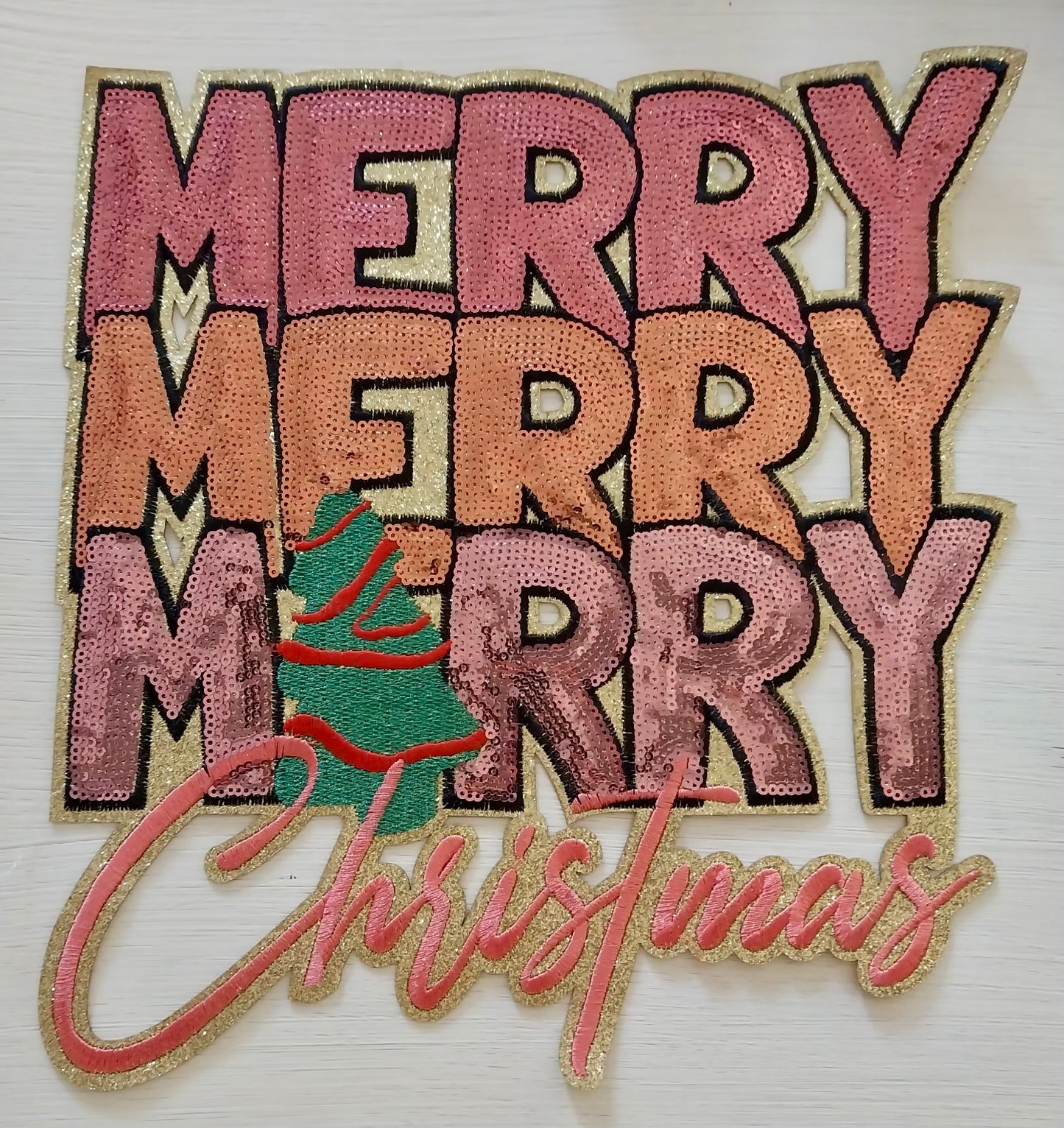 Sequin Merry Christmas Stacked