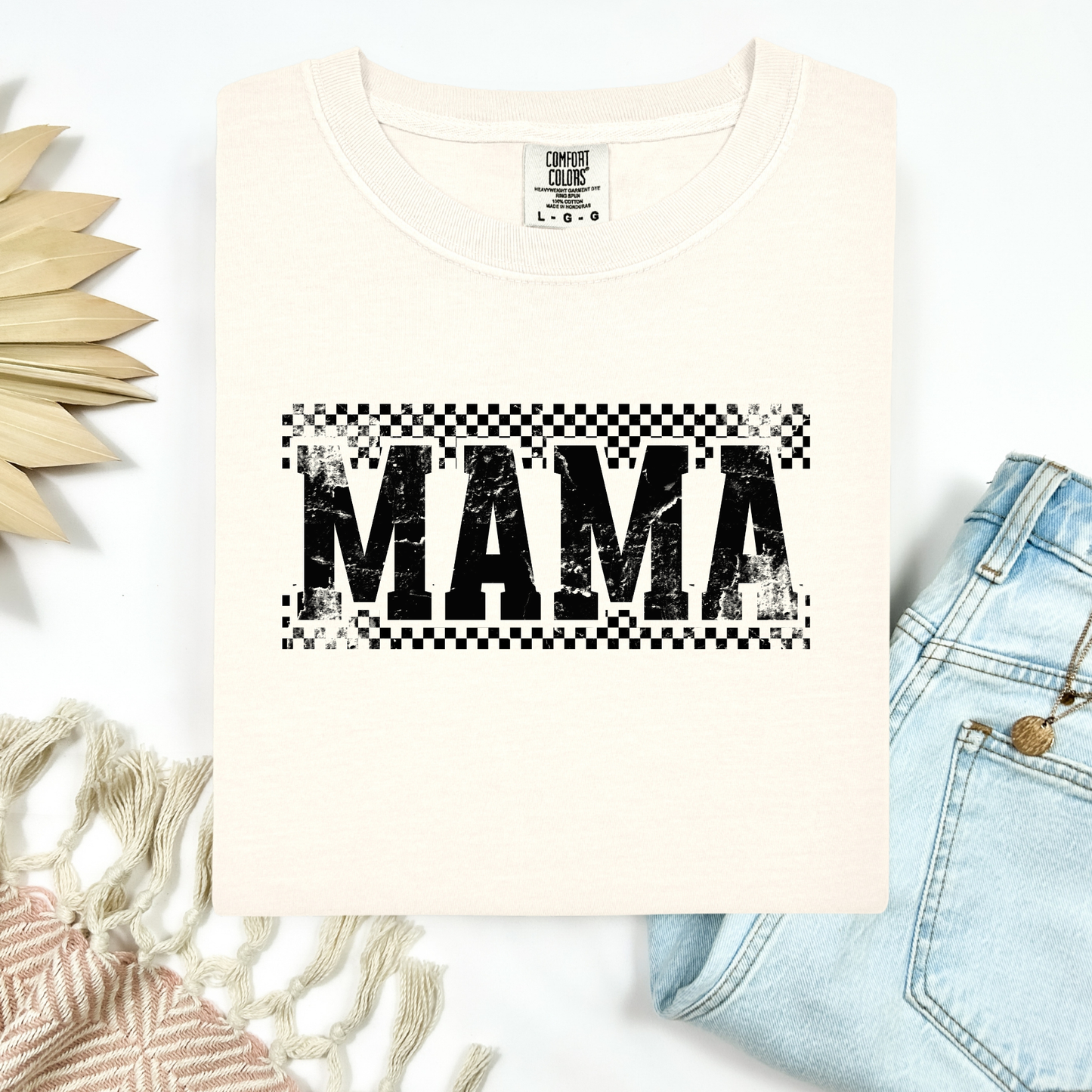 3318 - Mama - checkered distressed