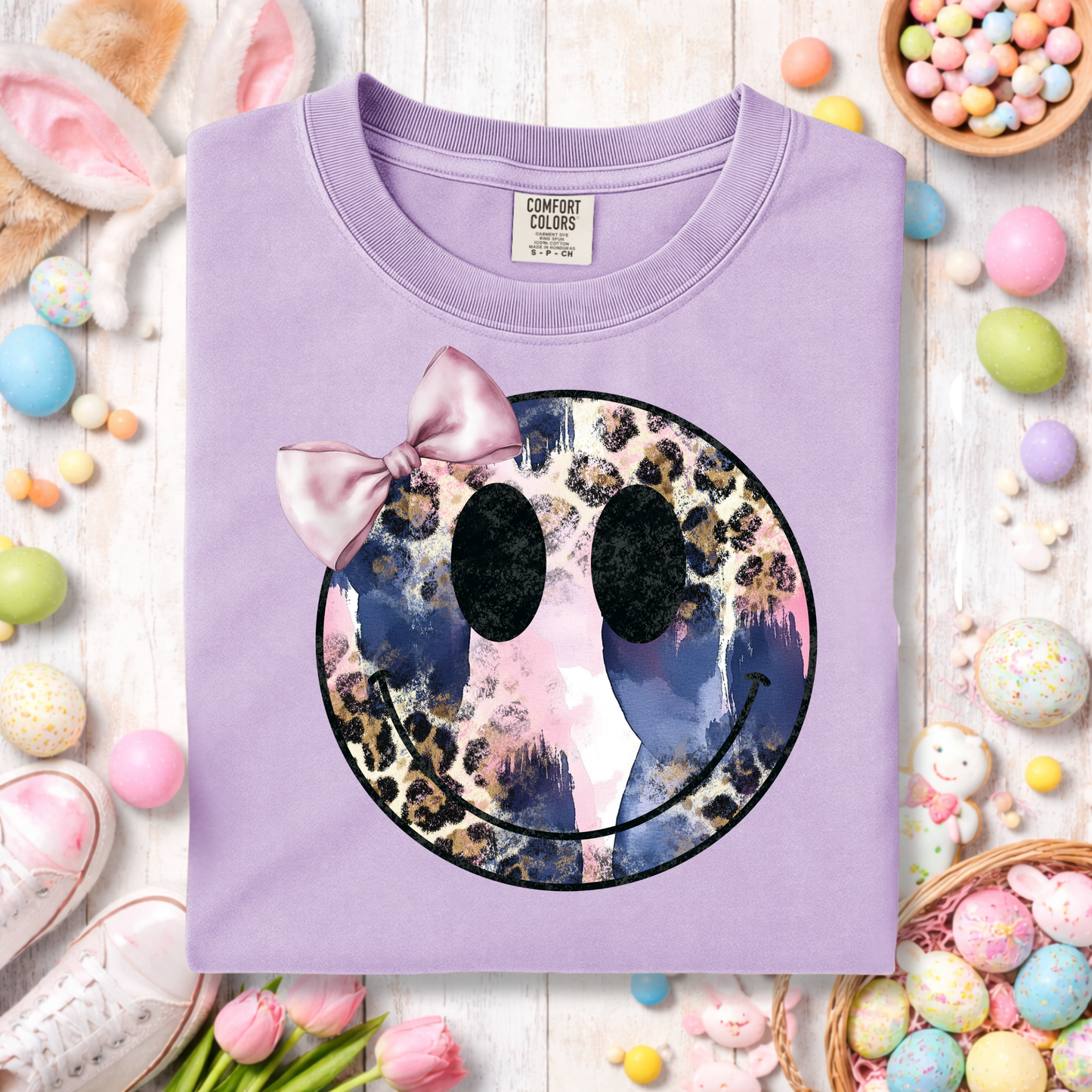3375 - Purple/Pink Leopard Smile Face
