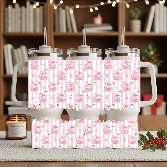 Pink Stripped Cherries 40oz Tumbler