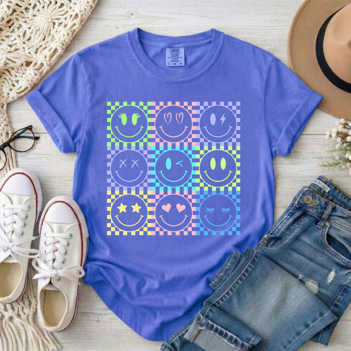 3826 - Neon Smiley Grid