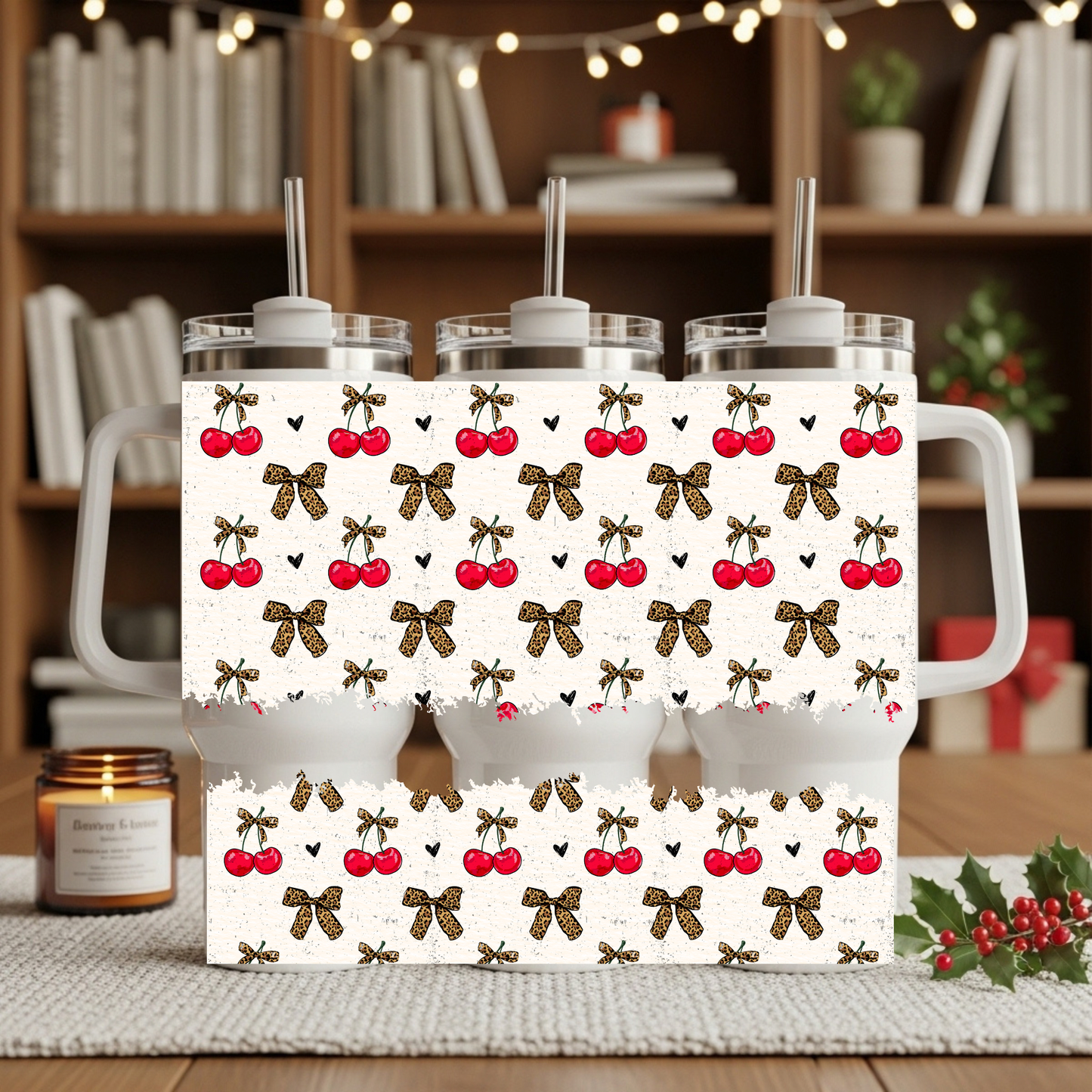 Leopard Bows & Cherries 40oz Tumbler
