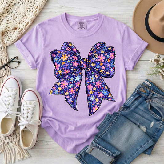 3578 - Floral Purple Summer Bow