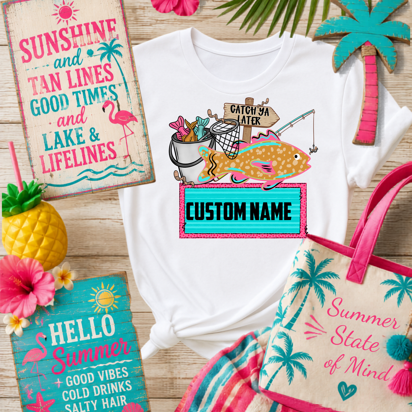 3703 - Fishing Net Girl - CUSTOM Name leave in Notes Section
