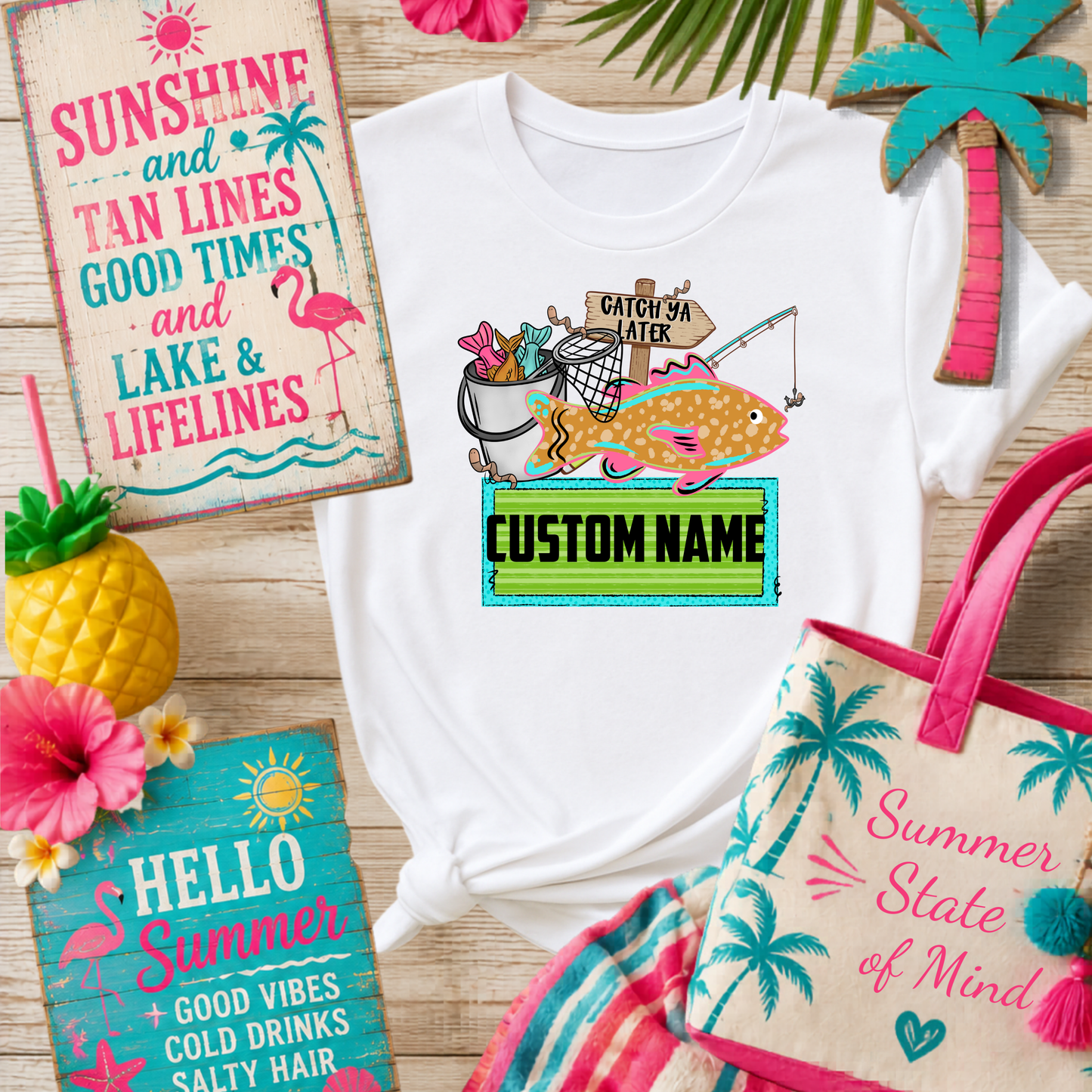3704 - Fishing Net Boy - CUSTOM Name leave in Notes Section