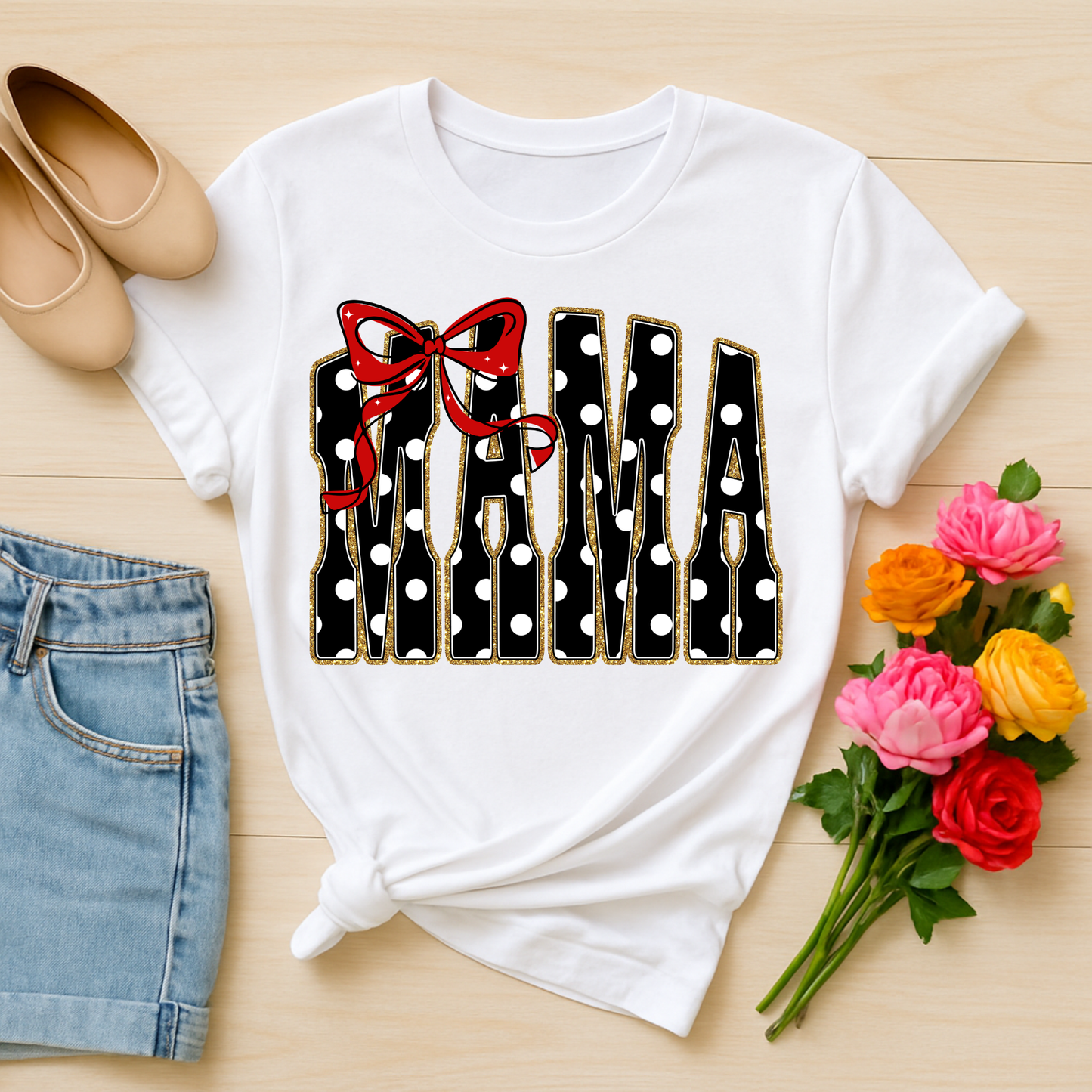 3415 - Mama Polka Dot Black
