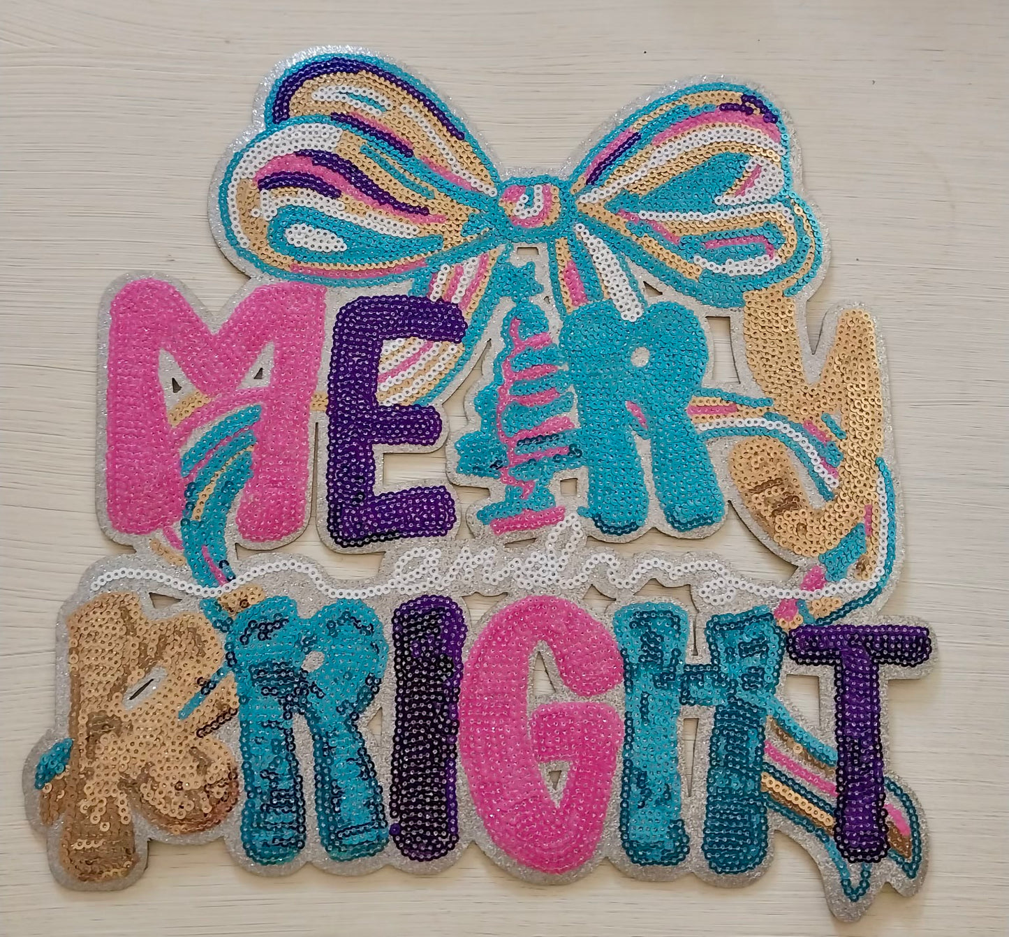 Sequin Merry & Bright Teal/Pink