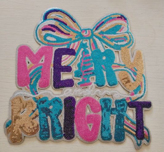 Sequin Merry & Bright Teal/Pink