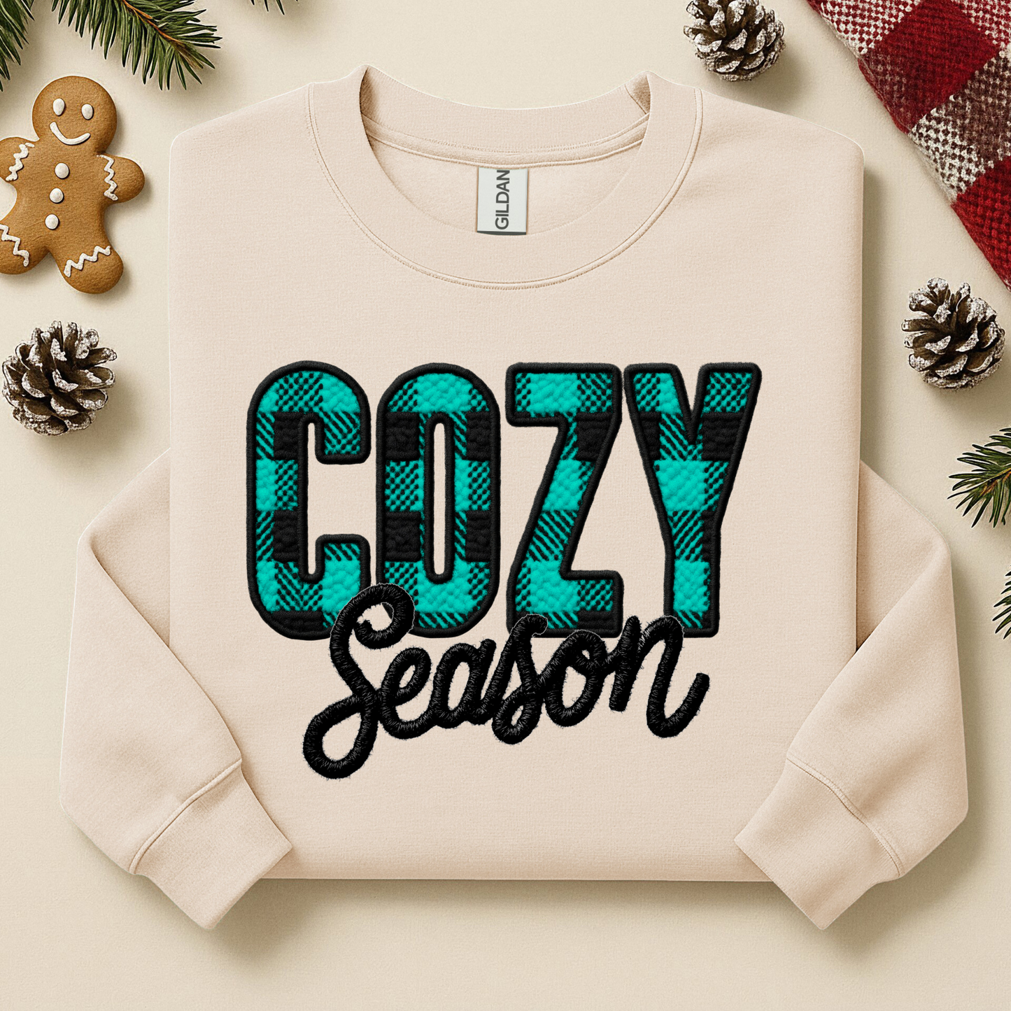 3067 - Cozy Season - Teal & Black Plaid