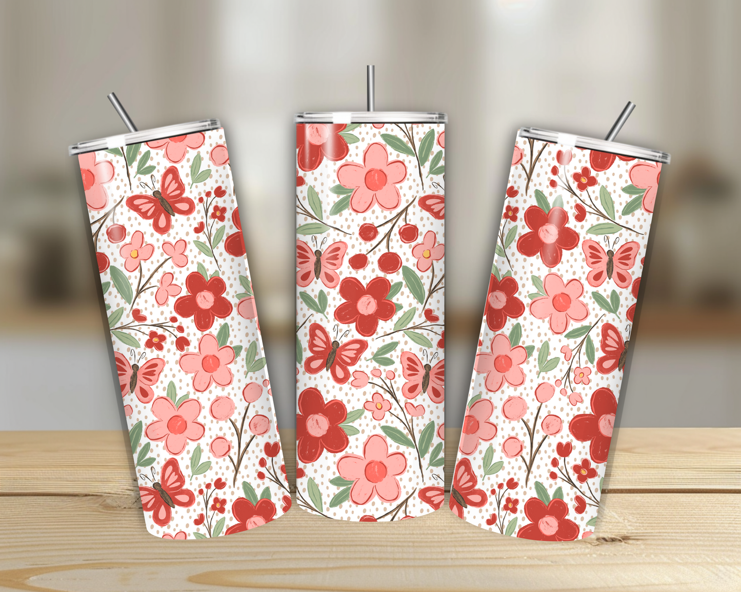 Pink/Red Floral 20oz Tumbler