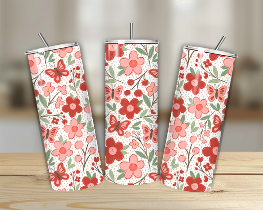 Pink/Red Floral 20oz Tumbler