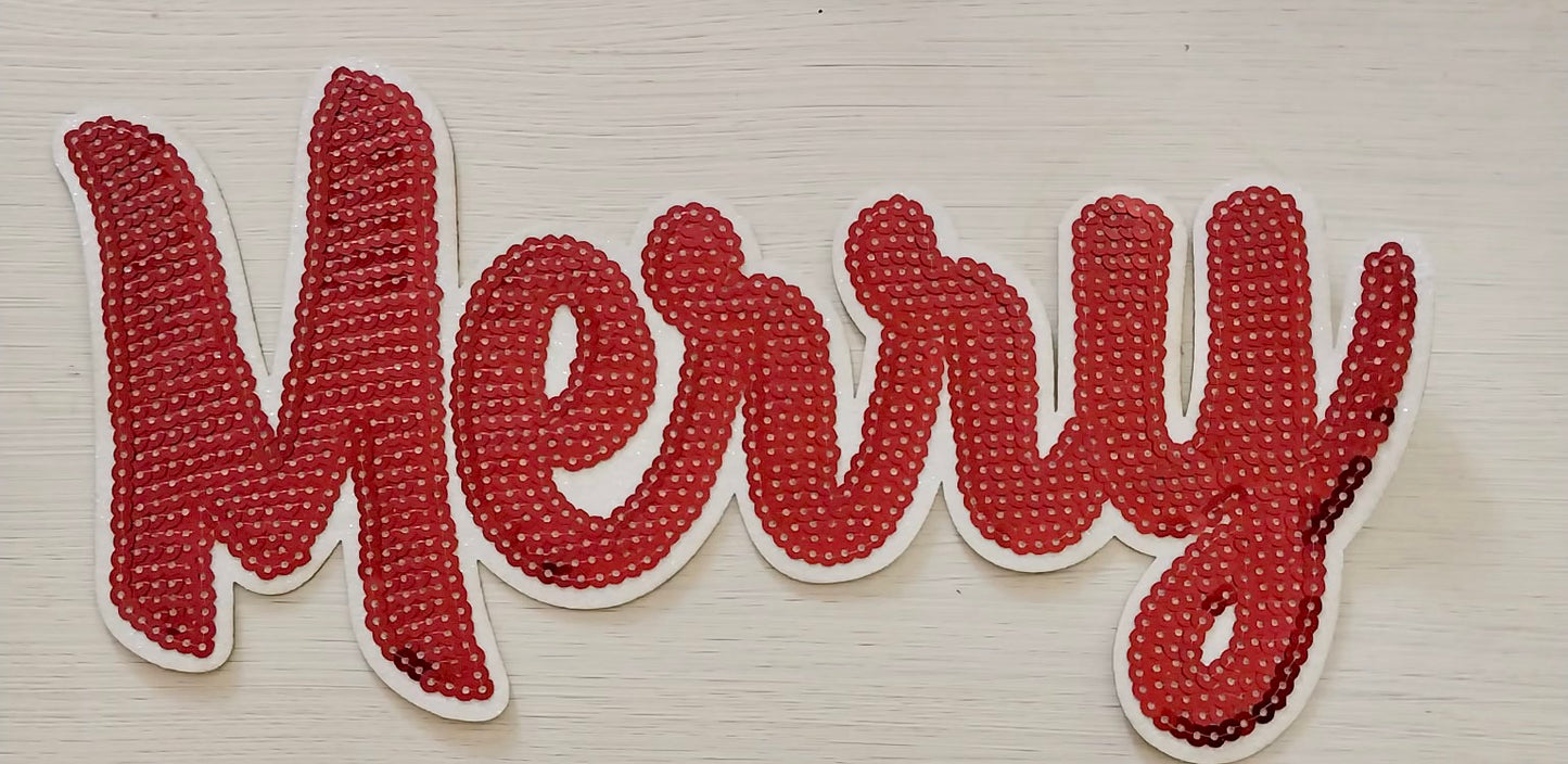 Red Merry Sequin Patch