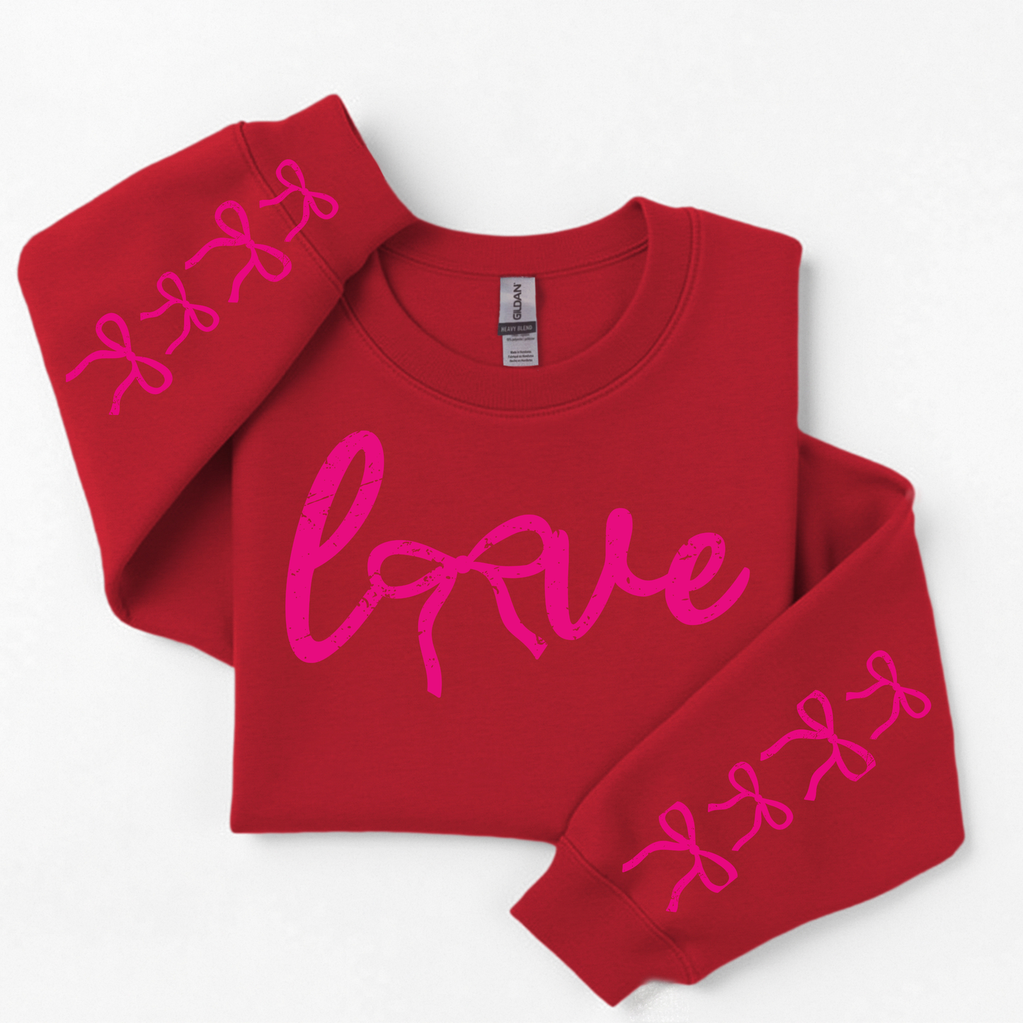 3194 - Pink Distressed LOVE with Sleeve Bows