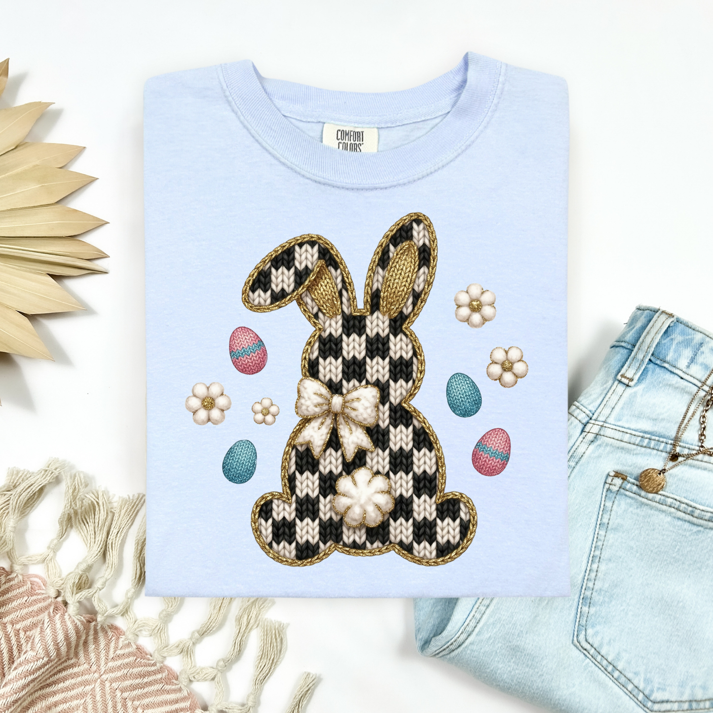 3261 - Checkered Bunny Faux Yarn