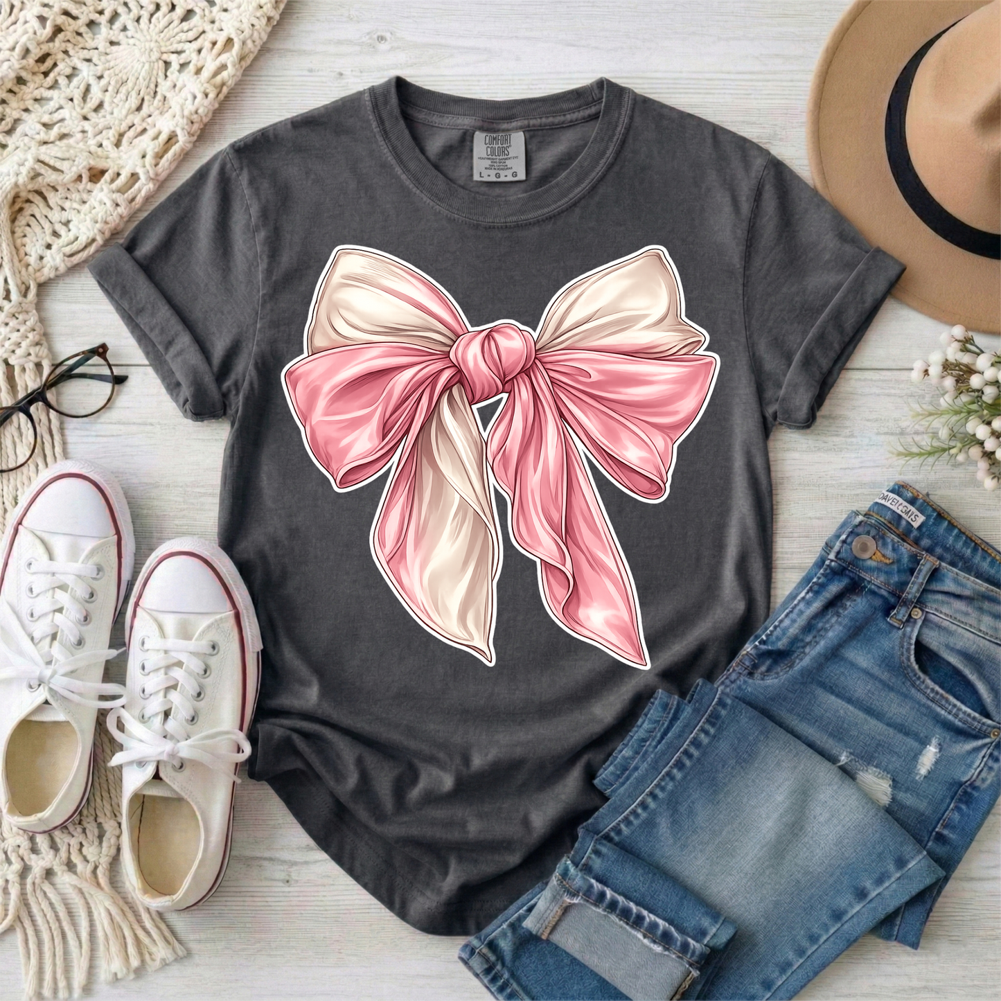 3629- Pink & White Knotted Bow