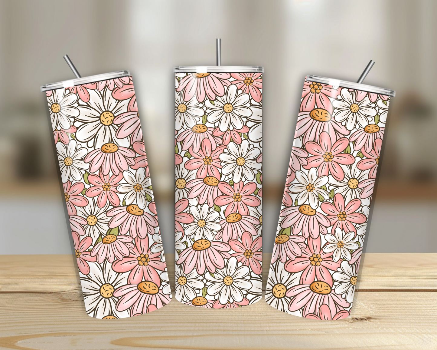 Pastel Pink Floral 20oz Tumbler