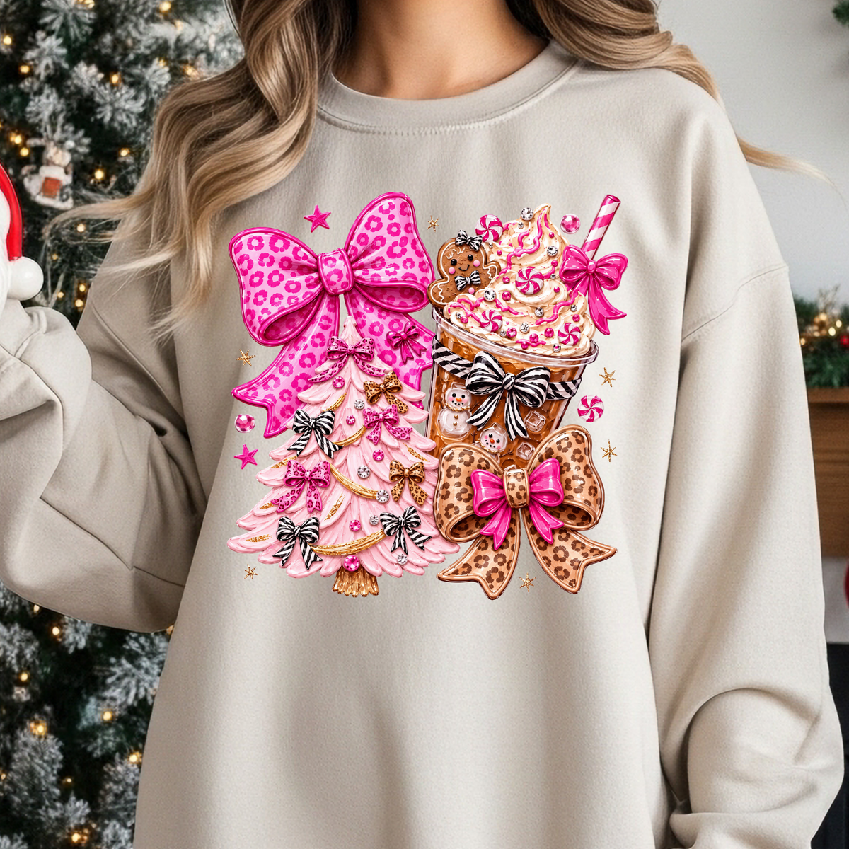 4242 - pink leopard Christmas tree coffee