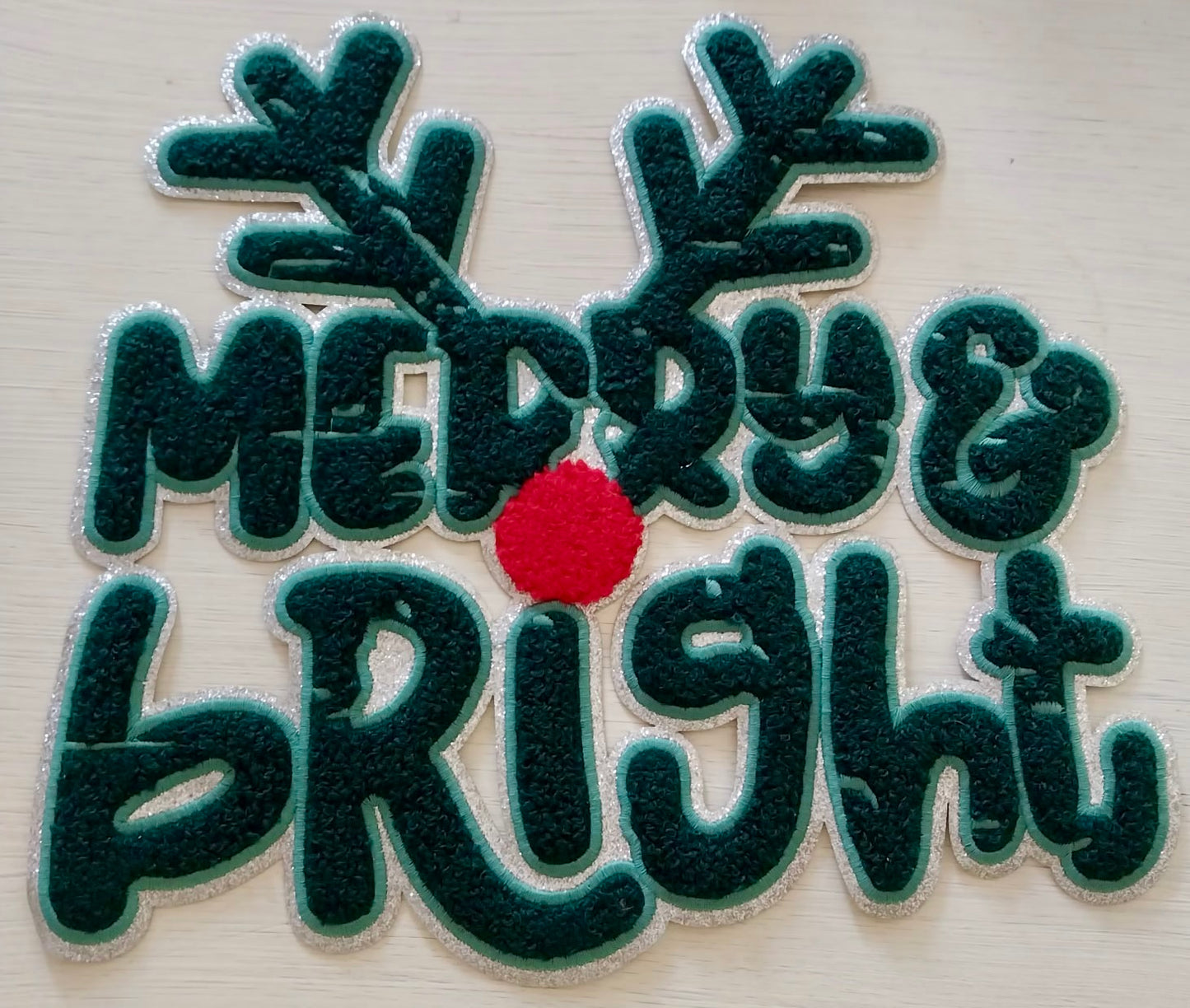 Merry & Bright Reindeer Chenille Patch