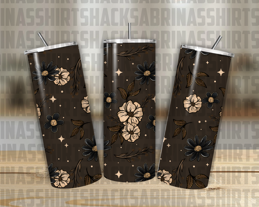 Chocolate Brown Flower 20oz Tumbler