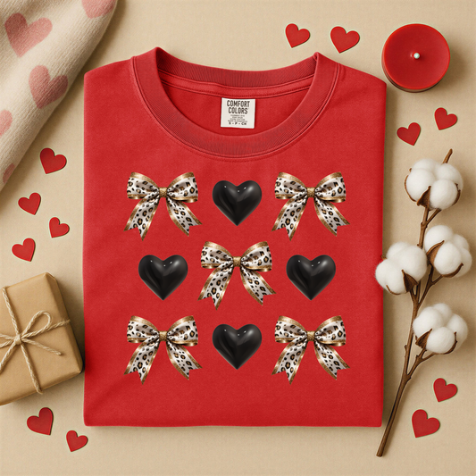 3109 - Leopard Bows & Black Hearts
