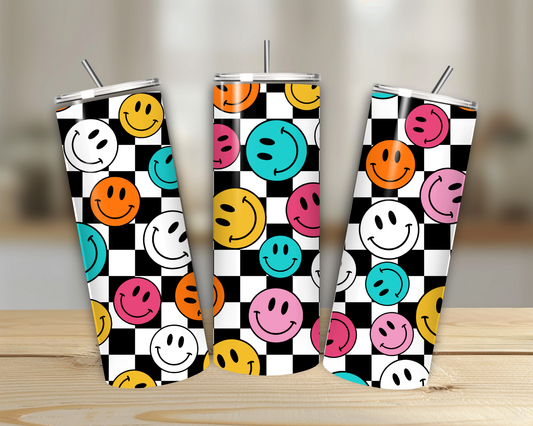 Checkered Smiley 20oz Tumbler