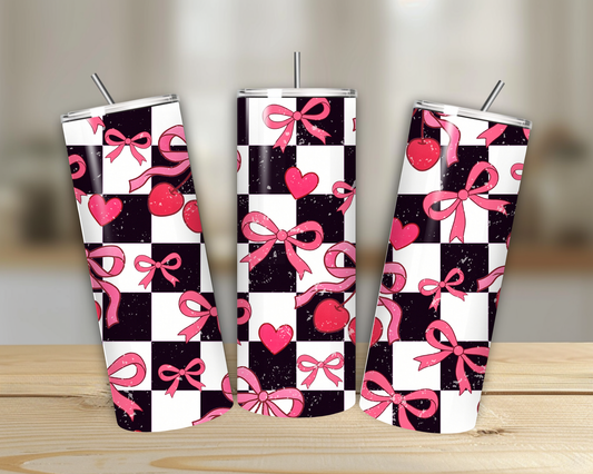 Checkered Bows and Hearts 20oz Tumbler