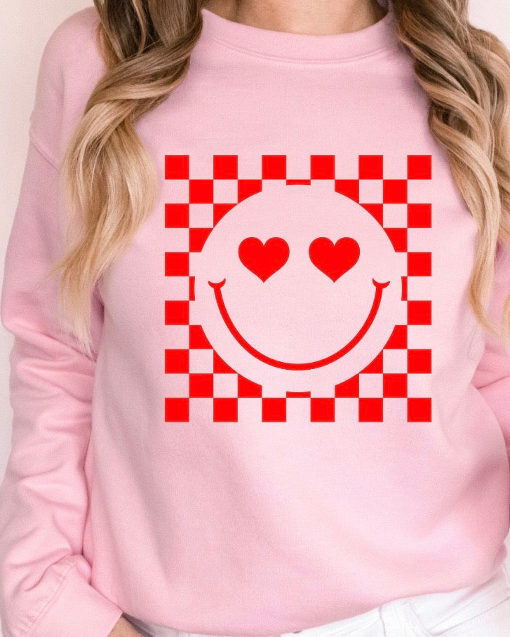 SMILEY FACE - Red Checkered