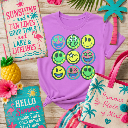 3691 - Neon Stacked Smileys