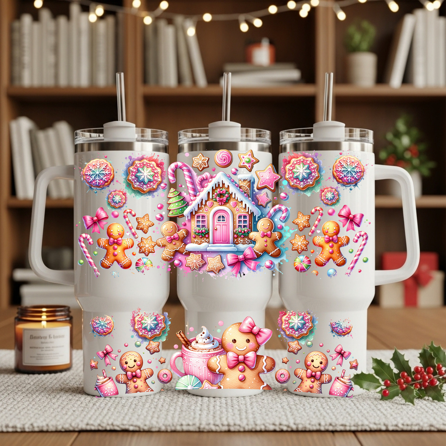 Pink Gingerbread 40oz Tumbler
