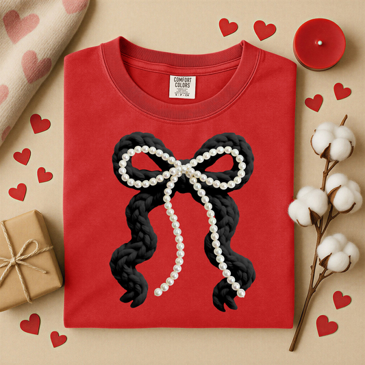 3137 - Black Yarn Pearl Bow