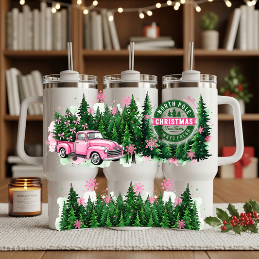 North Pole Pink Truck 40oz Tumbler