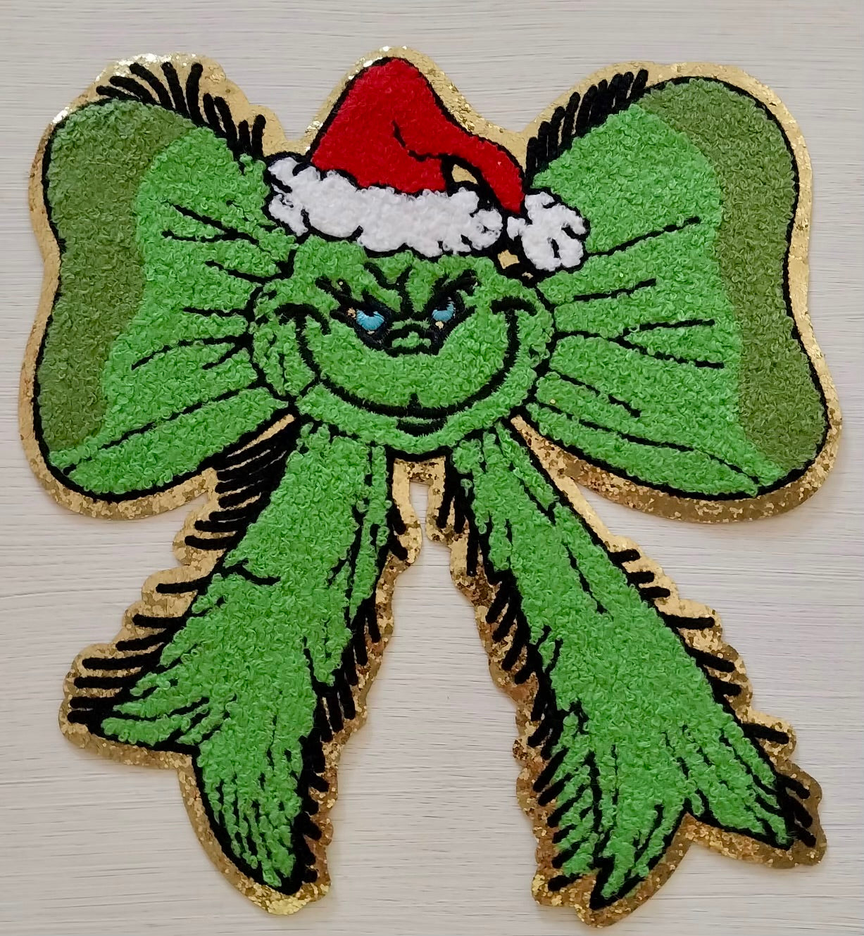 Grinch Bow Chenille Patch