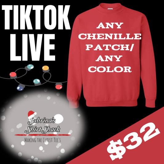 A Chenille Patch Sweatshirt Made on Live