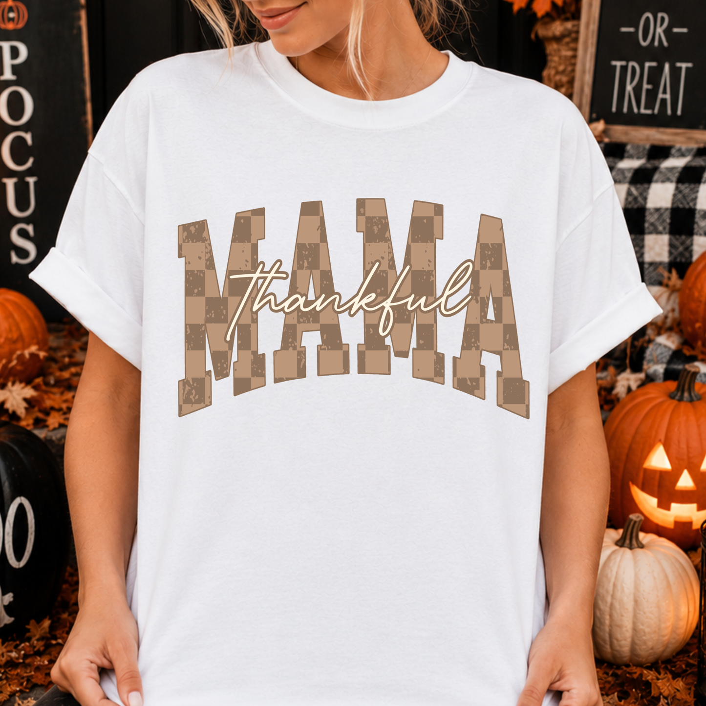 4072 - Thankful Mama checkered brown